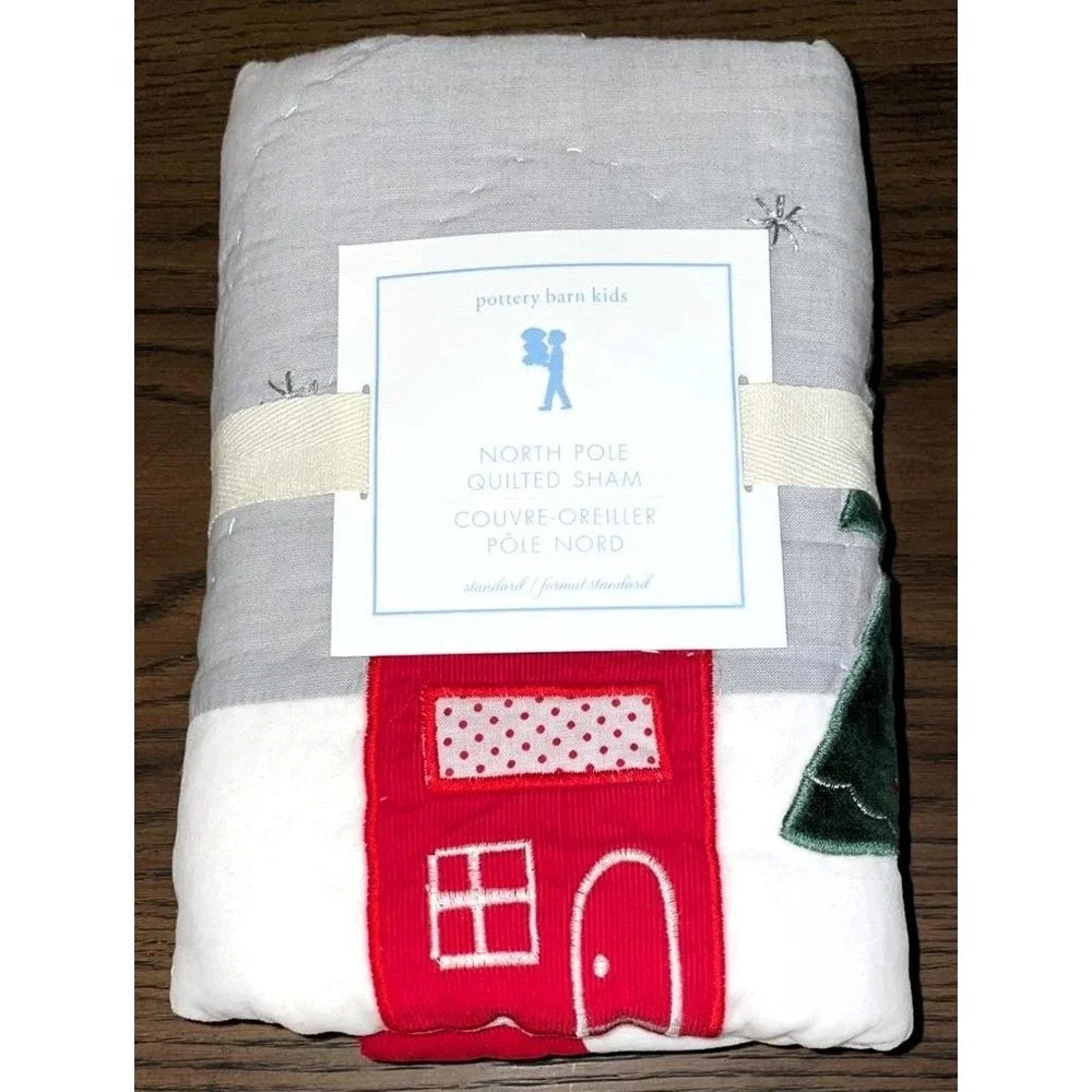 NEW Pottery Barn North Pole Standard Hand Quilted Sham 20x26